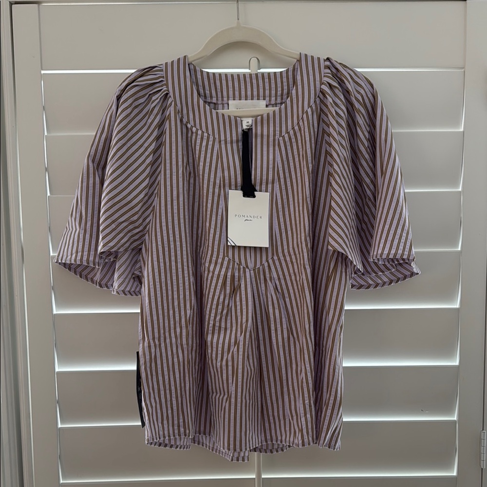 Tuckernuck Purple Boxy Puff Sleeve Blouse